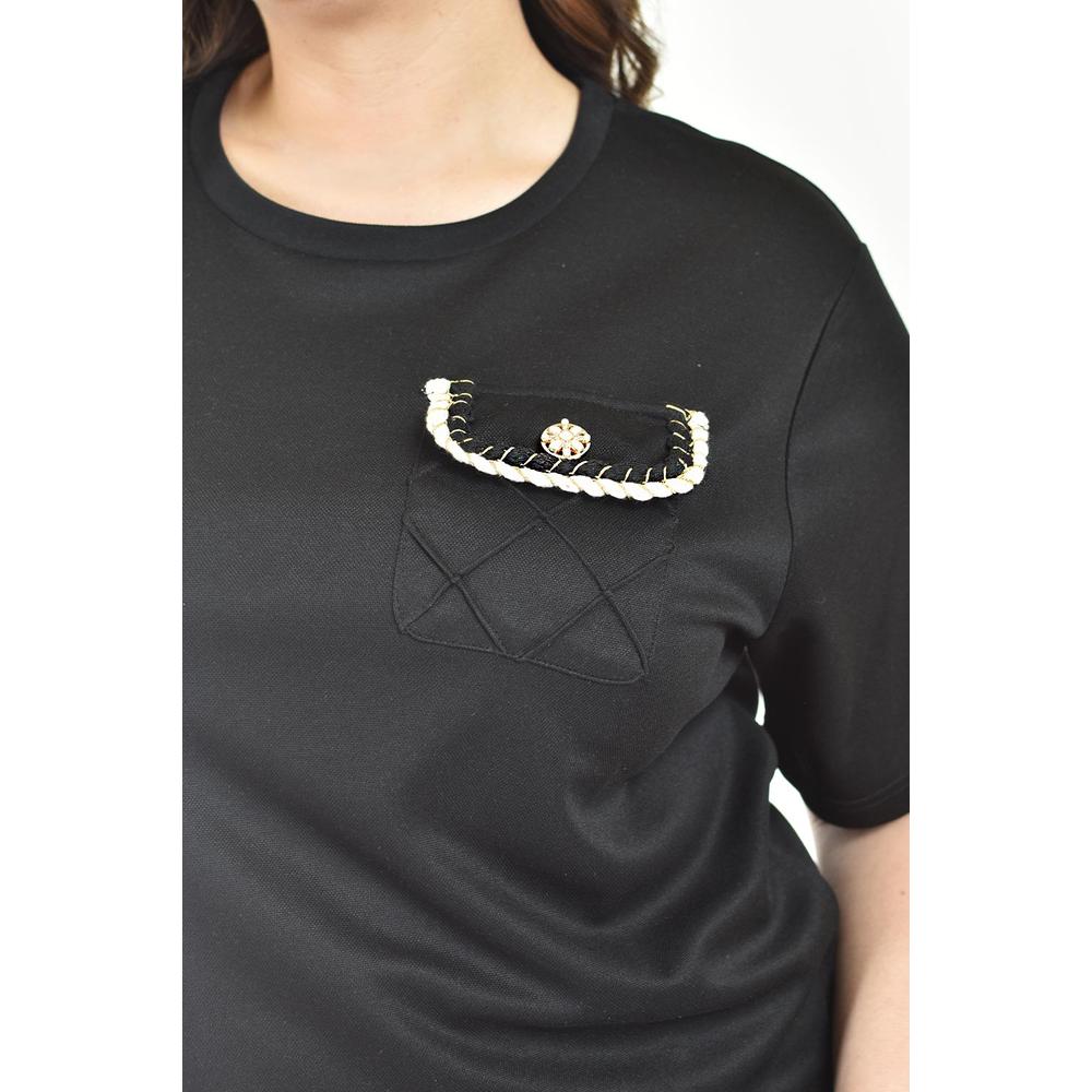 Foto 5 pulgar | Blusa Con Detalle De Bolsillo Roman Fashion /tallas Extras, 5111 (negro) Negro