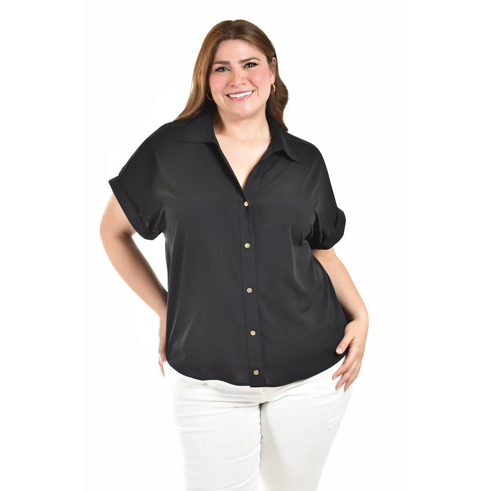 Blusa Casual Manga Corta Roman Fashion Negro