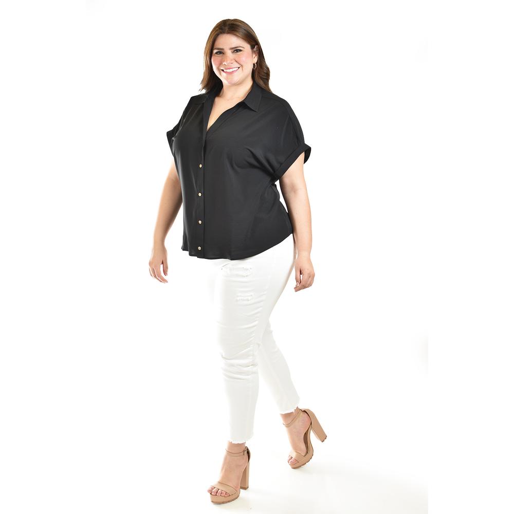 Foto 3 pulgar | Blusa Casual Manga Corta Roman Fashion Negro