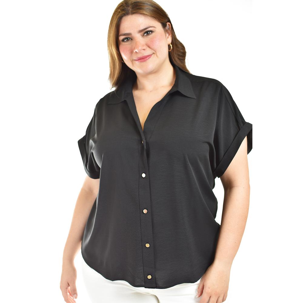 Foto 5 pulgar | Blusa Casual Manga Corta Roman Fashion Negro