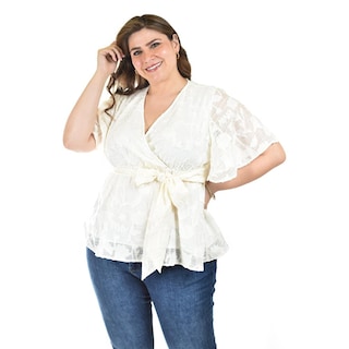 Foto 5 | Blusa de Encanje Roman Fashion Blanco