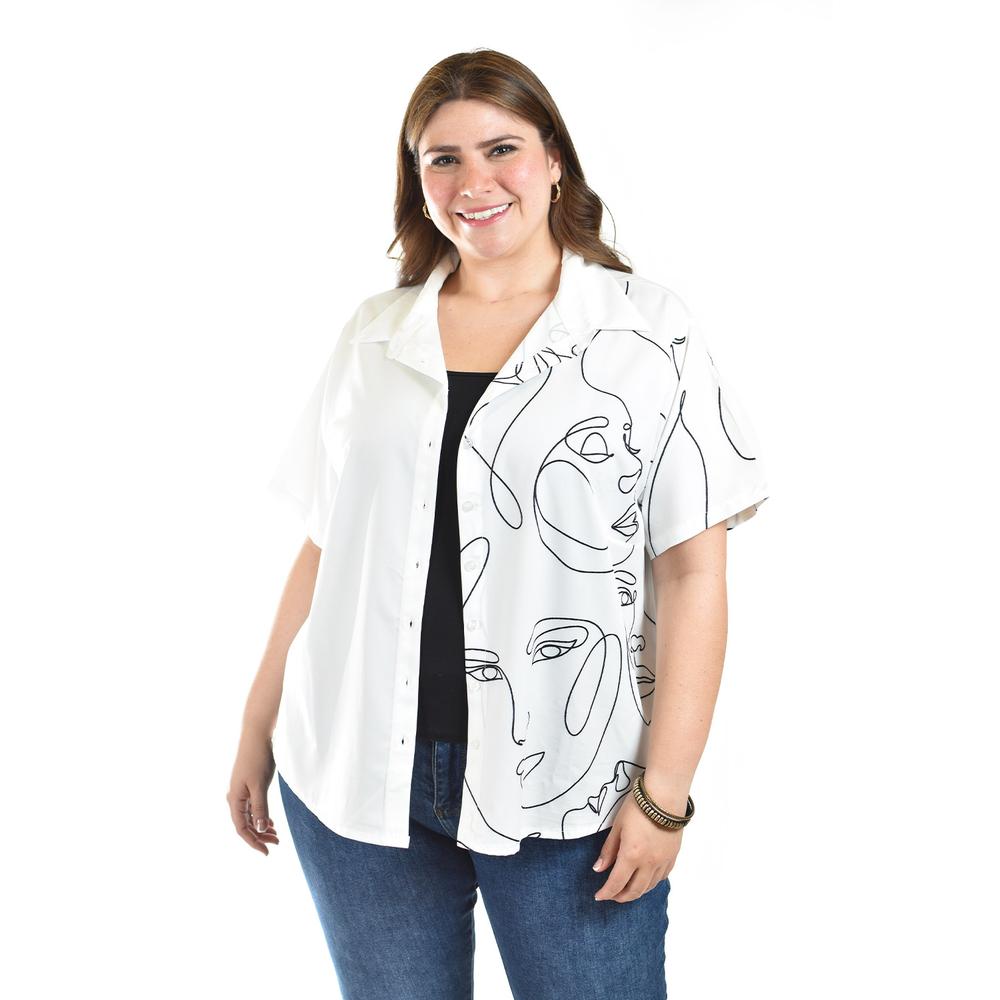 Blusa Estampado Único Roman Fashion Tallas Extras Blanco