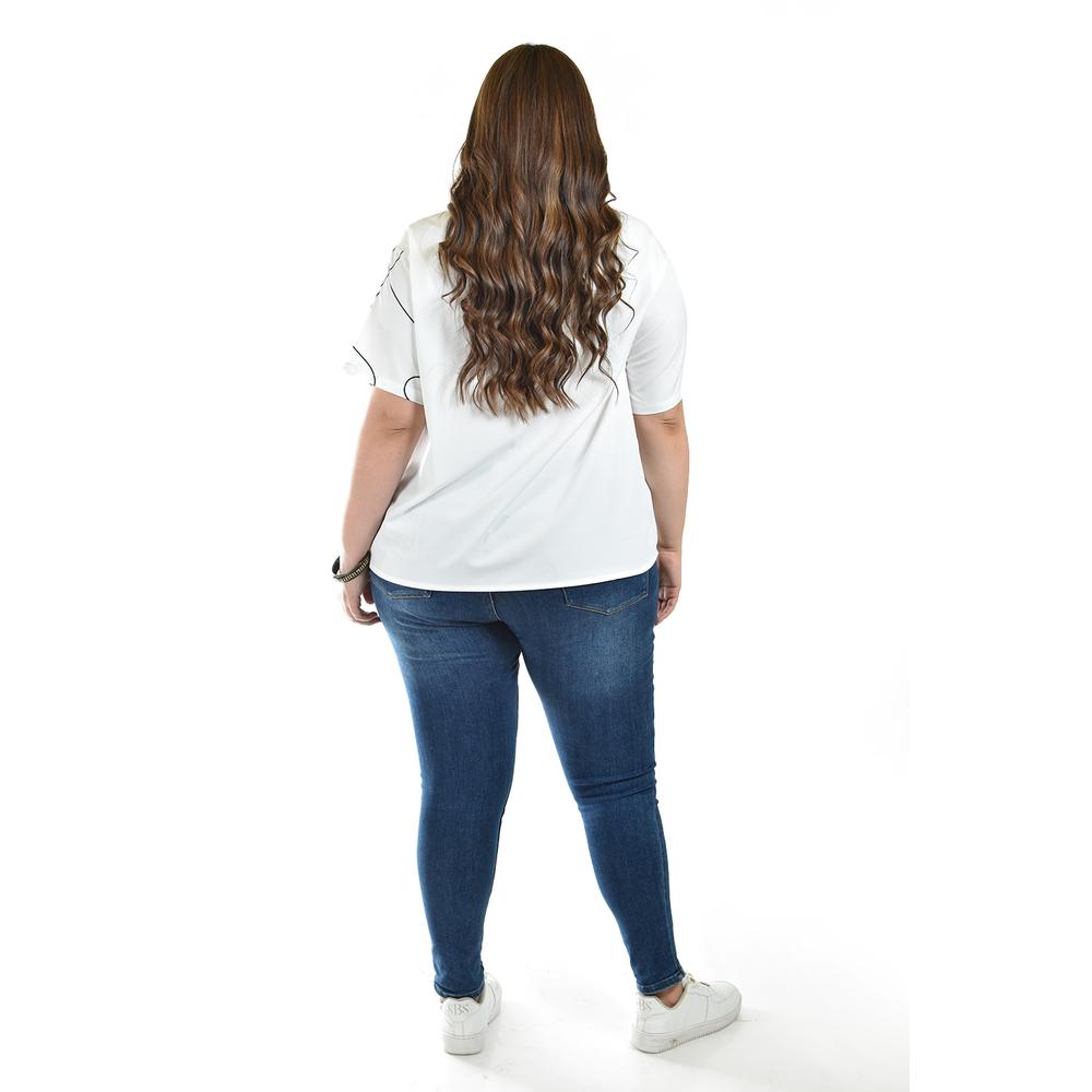 Foto 4 pulgar | Blusa Estampado Único Roman Fashion Tallas Extras Blanco