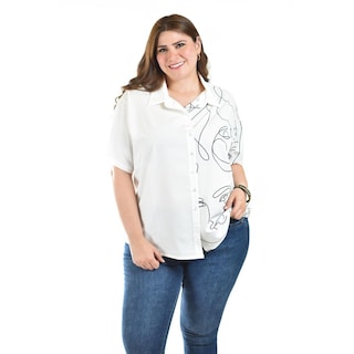 Foto 4 | Blusa Estampado Único Roman Fashion Tallas Extras Blanco