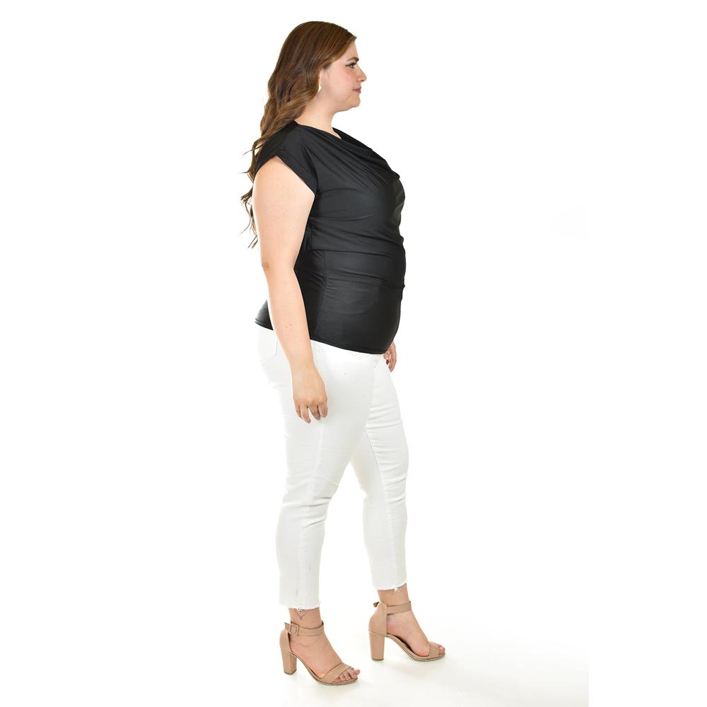 Foto 3 pulgar | Blusa Con Cuello Drapeado Roman Fashion / Tallas Extras, 1740 (negro) Negro