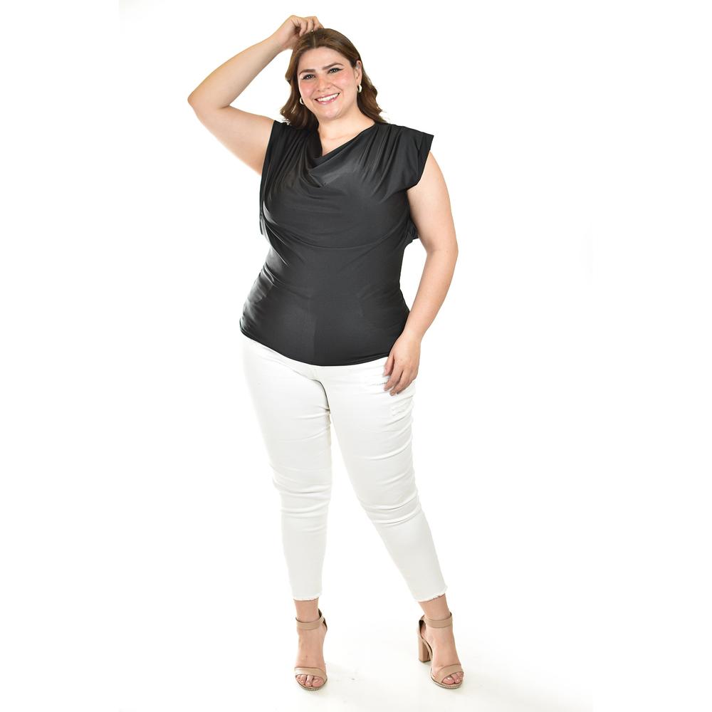 Foto 5 pulgar | Blusa Con Cuello Drapeado Roman Fashion / Tallas Extras, 1740 (negro) Negro