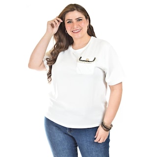 Foto 1 | Blusa Con Detalle De Bolsillo Roman Fashion /tallas Extras, 5111 (blanco) Blanco