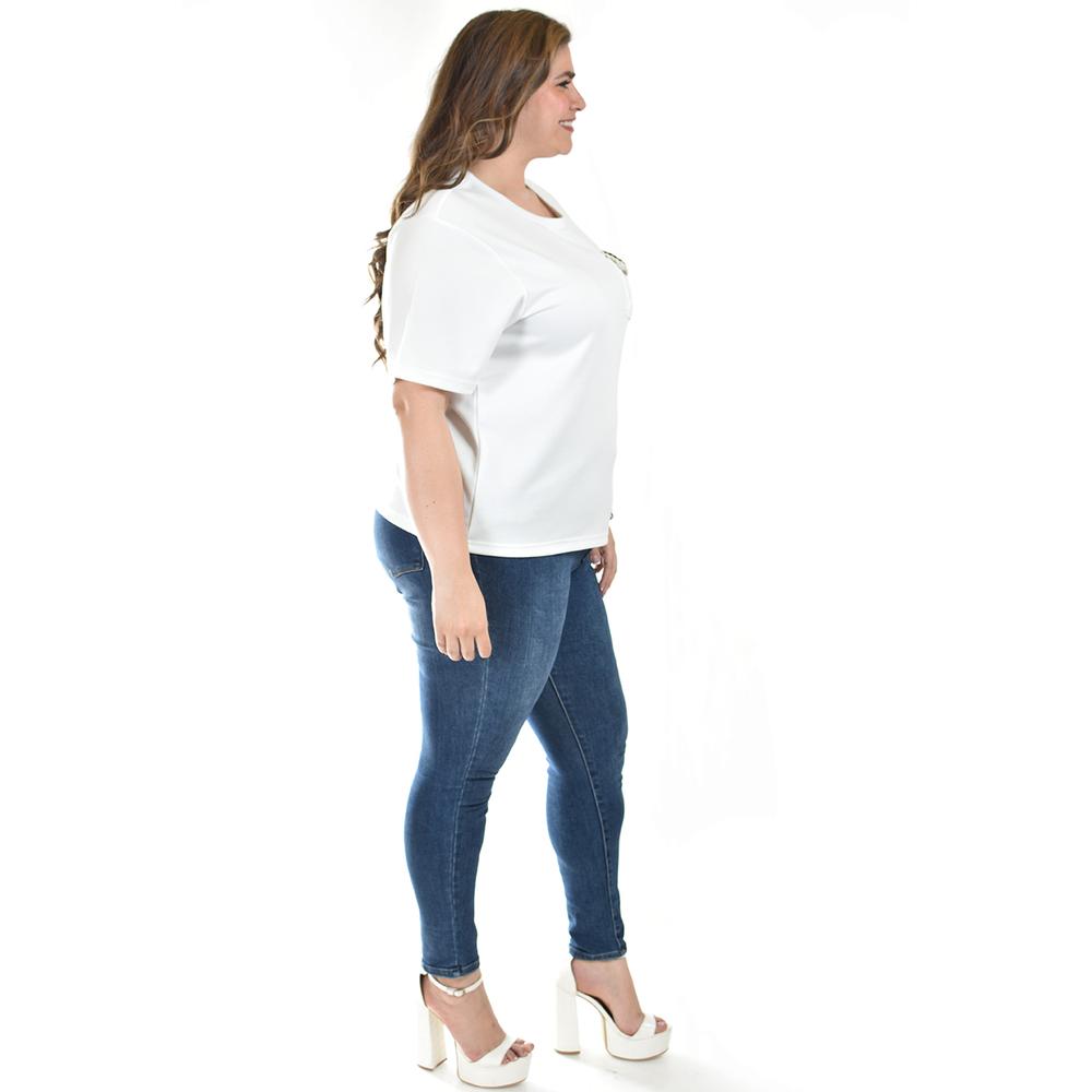 Foto 2 | Blusa Con Detalle De Bolsillo Roman Fashion /tallas Extras, 5111 (blanco) Blanco