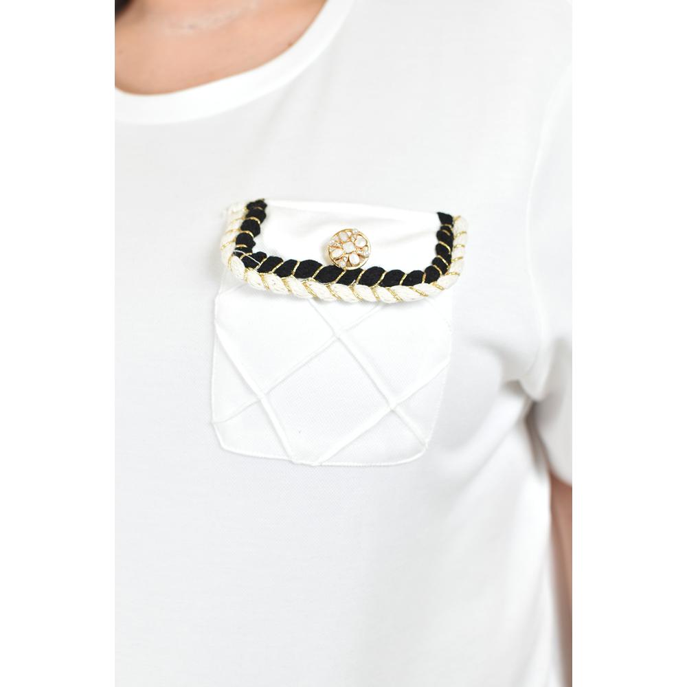 Foto 5 pulgar | Blusa Con Detalle De Bolsillo Roman Fashion /tallas Extras, 5111 (blanco) Blanco