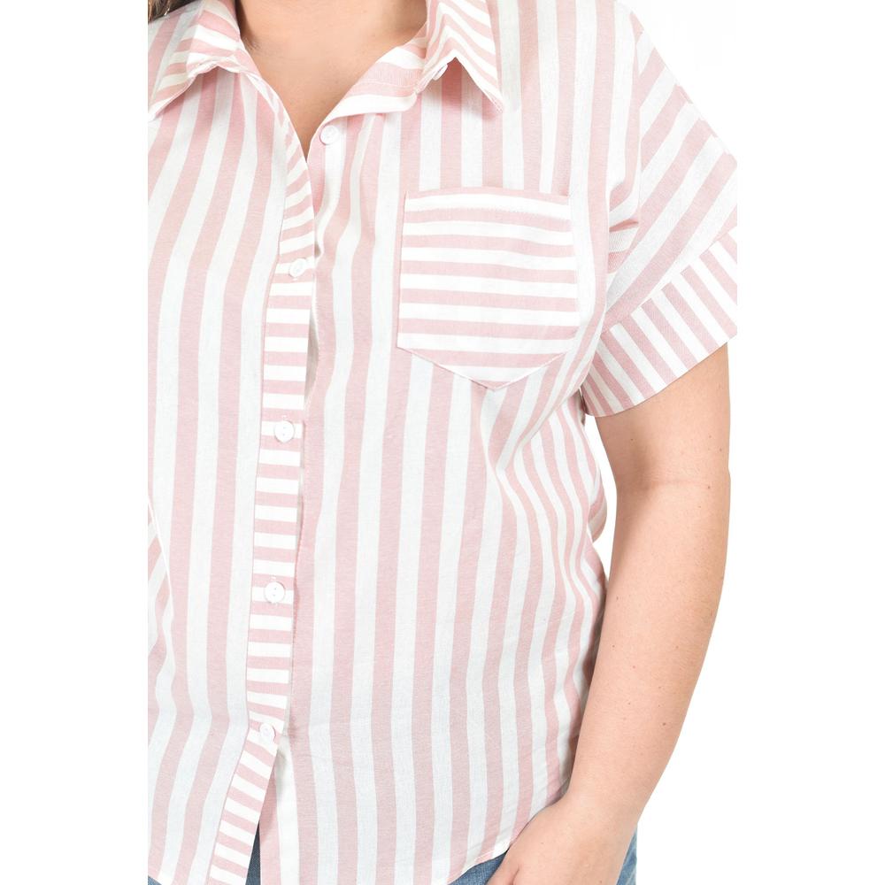 Foto 5 pulgar | Blusa De Algodon A Rayas Roman Fashion /tallas Extras, 5114 (rosa) Rosa