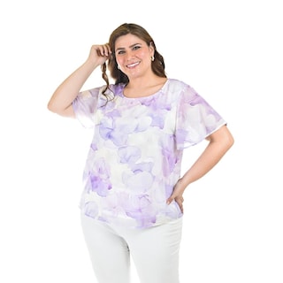 Foto 1 | Blusa Estampada Con Moño Roman Fashion /tallas Extras, 5115 (lila) Lila
