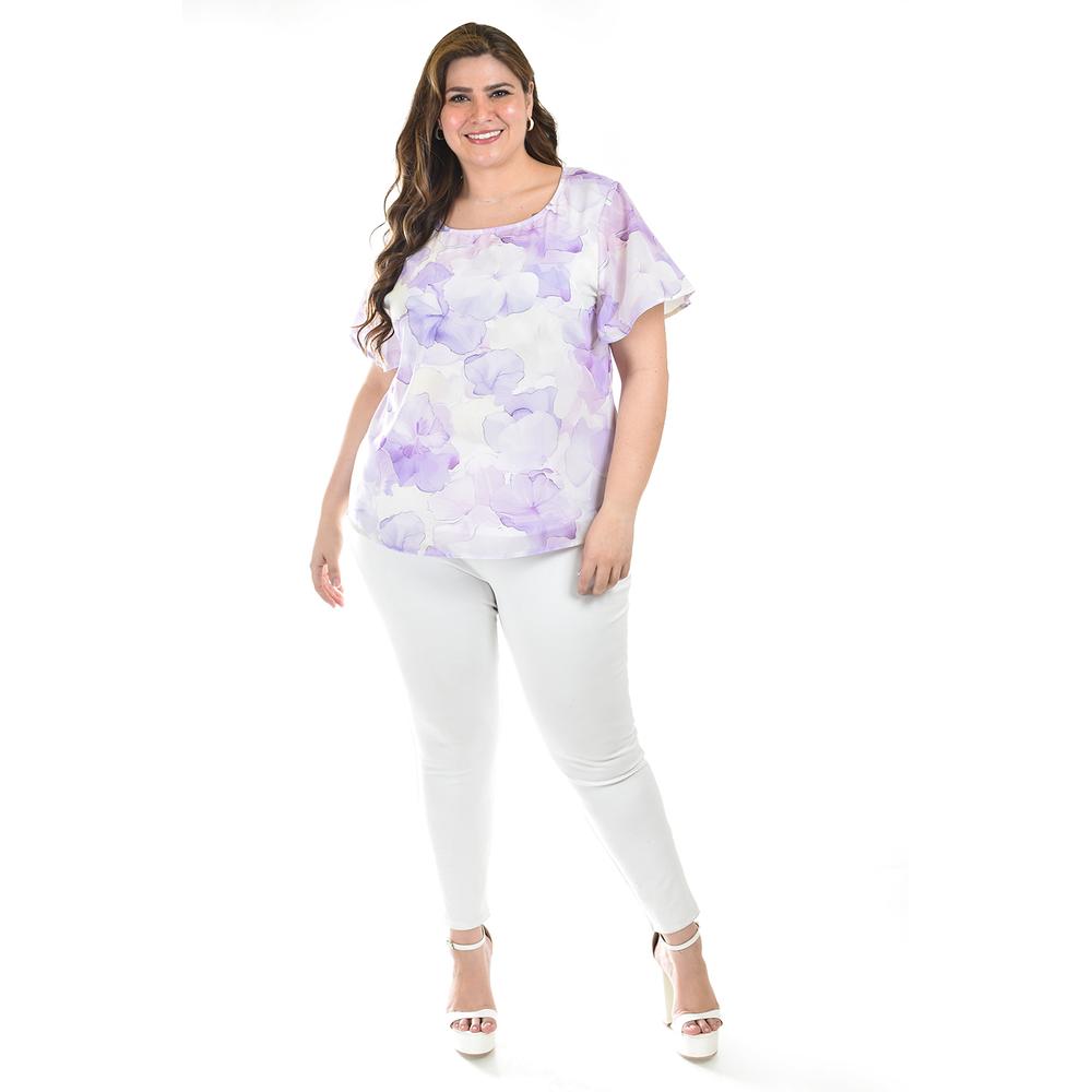 Foto 6 pulgar | Blusa Estampada Con Moño Roman Fashion /tallas Extras, 5115 (lila) Lila