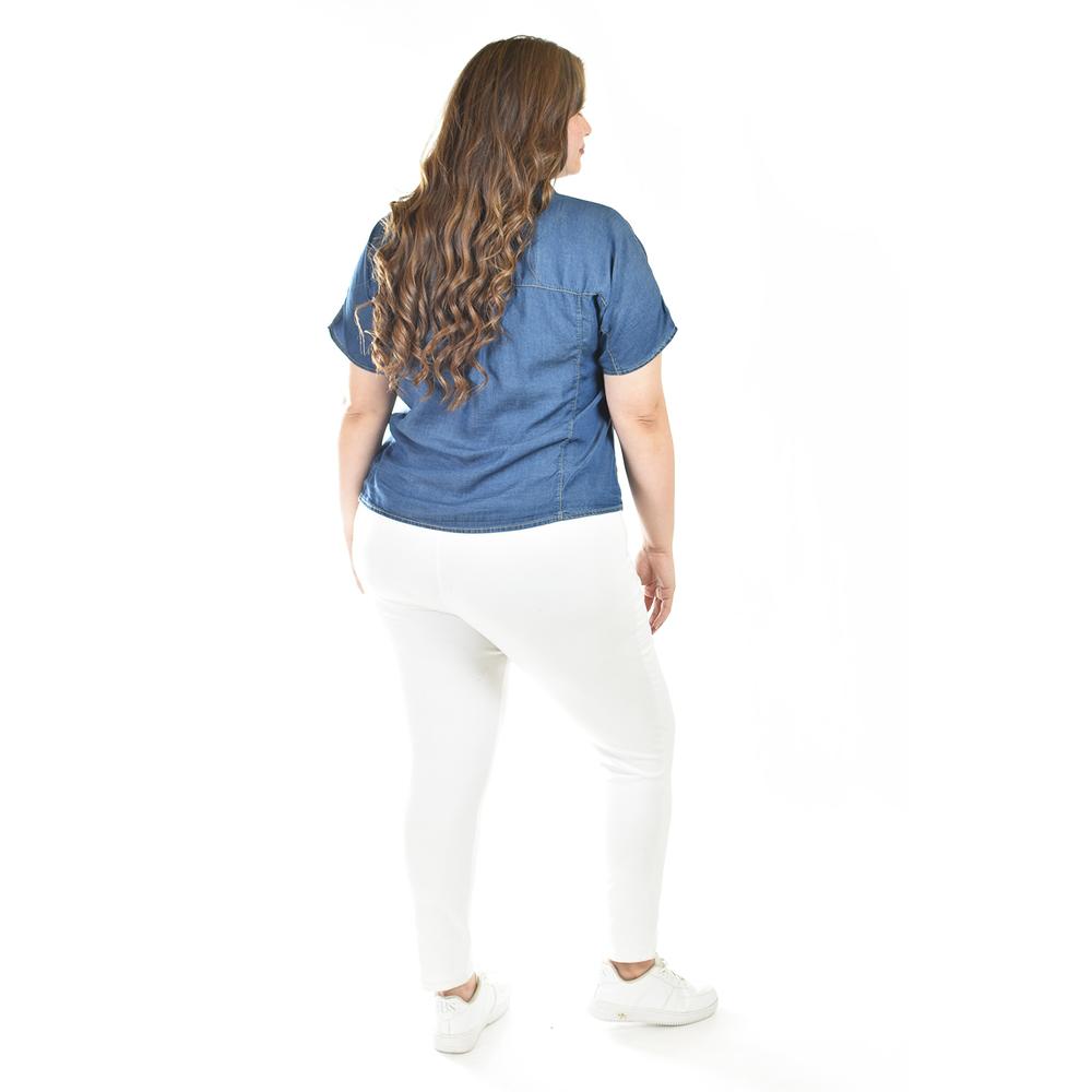 Foto 3 | Blusa De Mezclilla Con Nudo Roman Fashion /tallas Extras, 5116 (mezclilla Dark) Azul