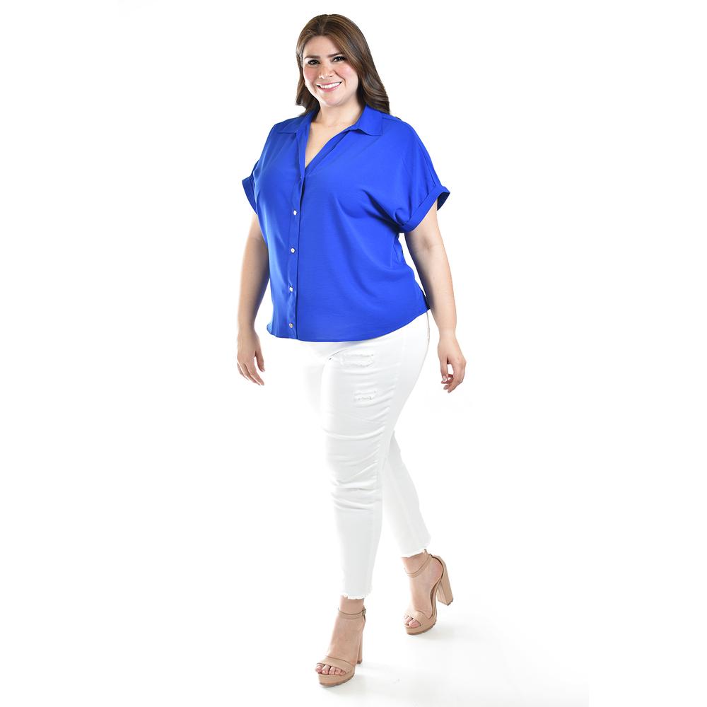 Foto 3 pulgar | Blusa Casual Manga Corta Roman Fashion /tallas Extras, 5112 (azul Rey) Azul