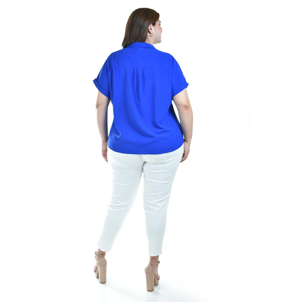 Foto 4 pulgar | Blusa Casual Manga Corta Roman Fashion /tallas Extras, 5112 (azul Rey) Azul