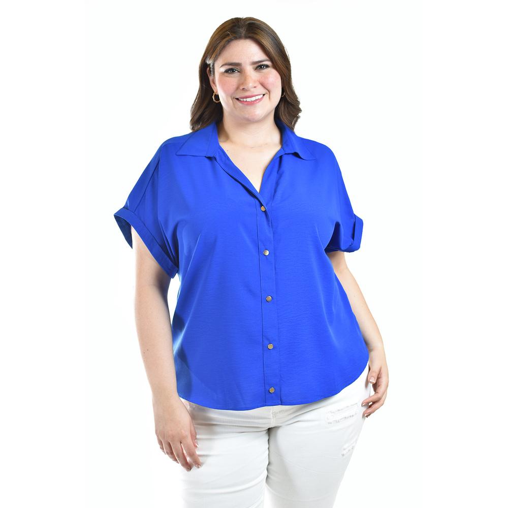 Foto 5 pulgar | Blusa Casual Manga Corta Roman Fashion /tallas Extras, 5112 (azul Rey) Azul