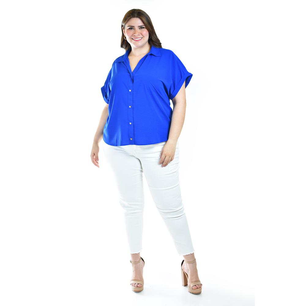 Foto 6 pulgar | Blusa Casual Manga Corta Roman Fashion /tallas Extras, 5112 (azul Rey) Azul