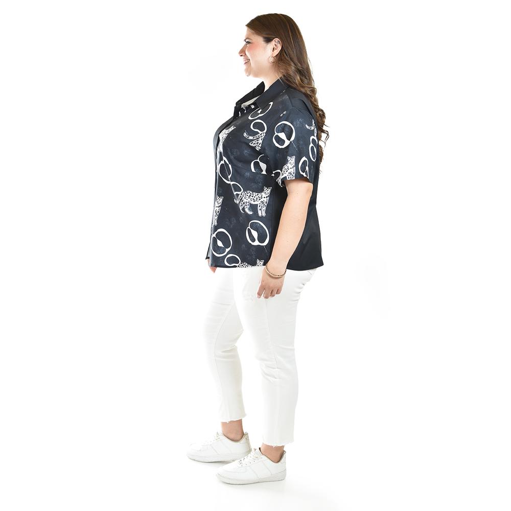 Foto 2 | Blusa Estampado Unico Roman Fashion /tallas Extras, 5108 (negro /jaguar) Negro