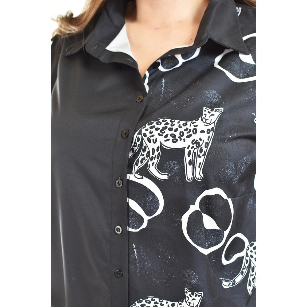 Foto 4 | Blusa Estampado Unico Roman Fashion /tallas Extras, 5108 (negro /jaguar) Negro