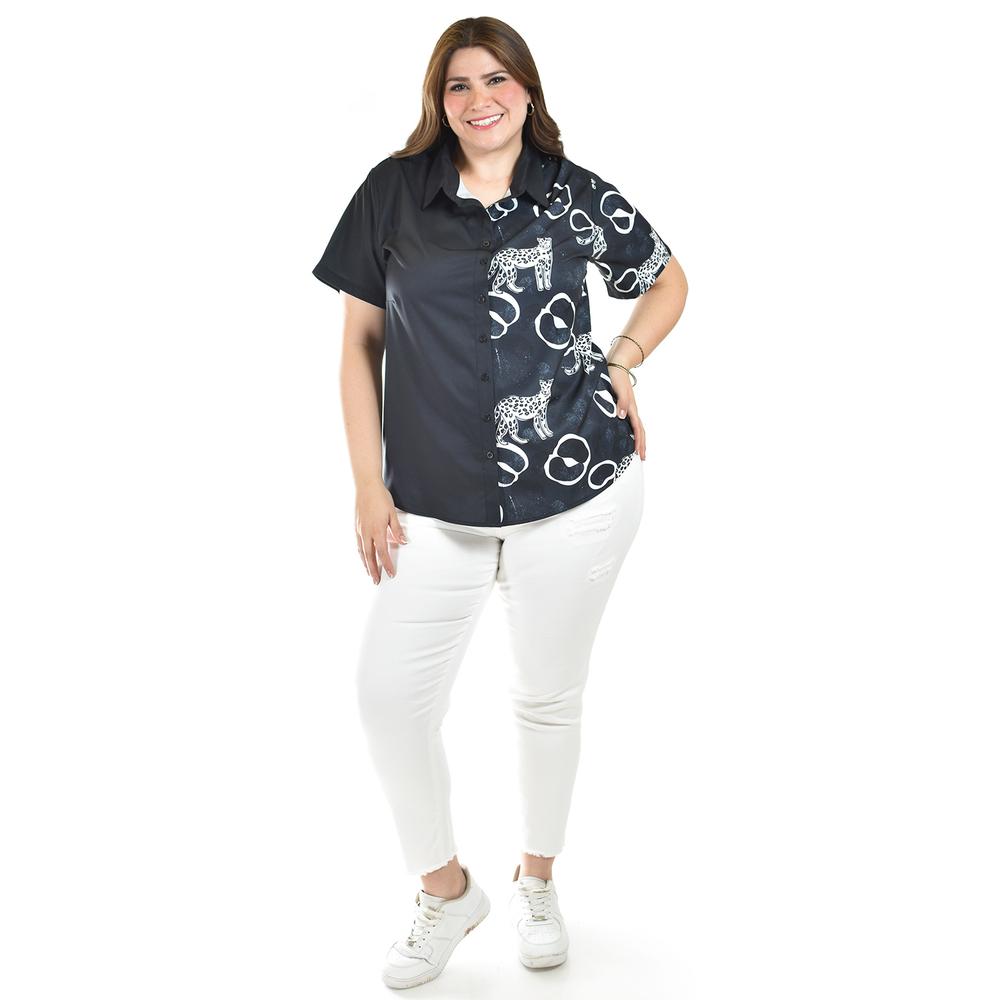 Foto 6 pulgar | Blusa Estampado Unico Roman Fashion /tallas Extras, 5108 (negro /jaguar) Negro
