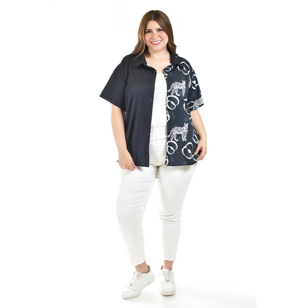 Foto 6 | Blusa Estampado Unico Roman Fashion /tallas Extras, 5108 (negro /jaguar) Negro