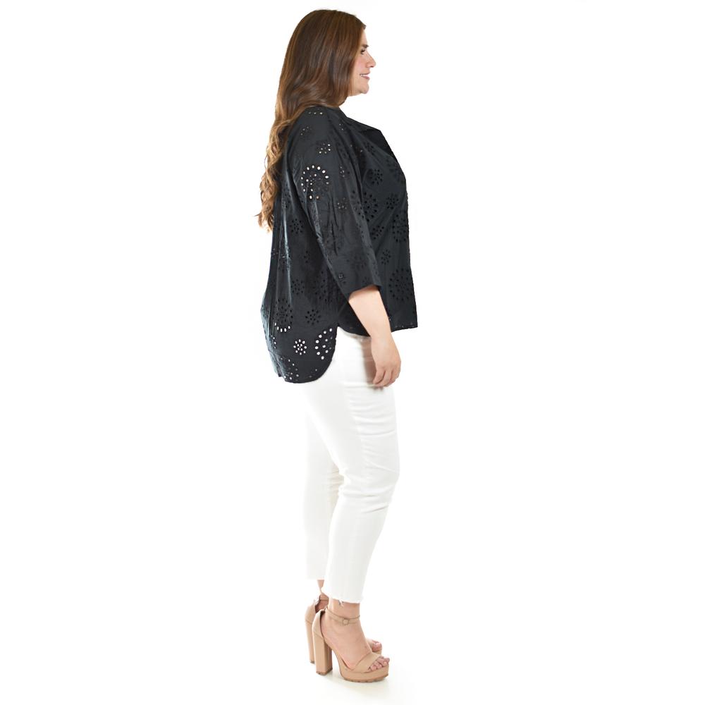 Foto 3 pulgar | Blusa Bordada De Algodon Roman Fashion /tallas Extras, 3952 (negro) Negro