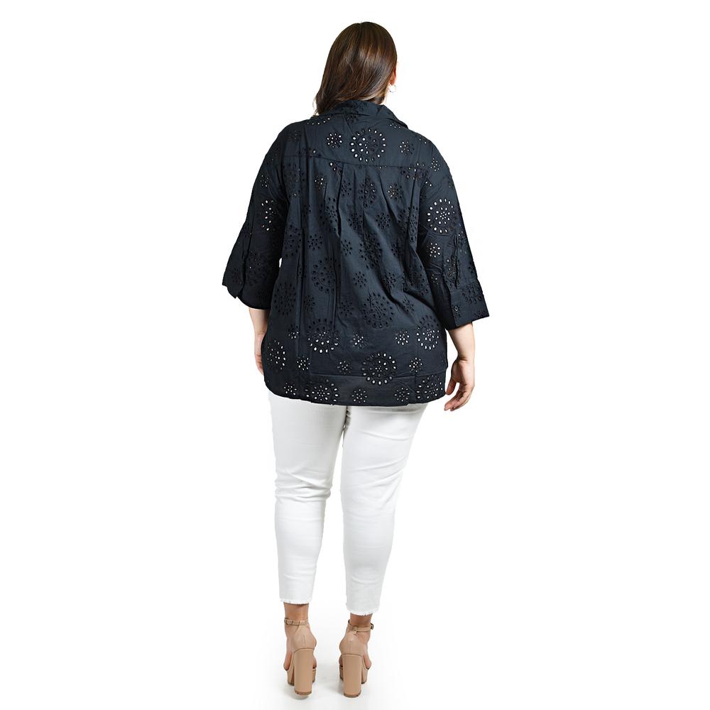 Foto 4 pulgar | Blusa Bordada De Algodon Roman Fashion /tallas Extras, 3952 (negro) Negro