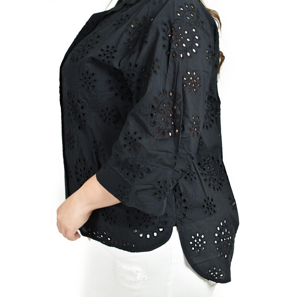 Foto 5 pulgar | Blusa Bordada De Algodon Roman Fashion /tallas Extras, 3952 (negro) Negro