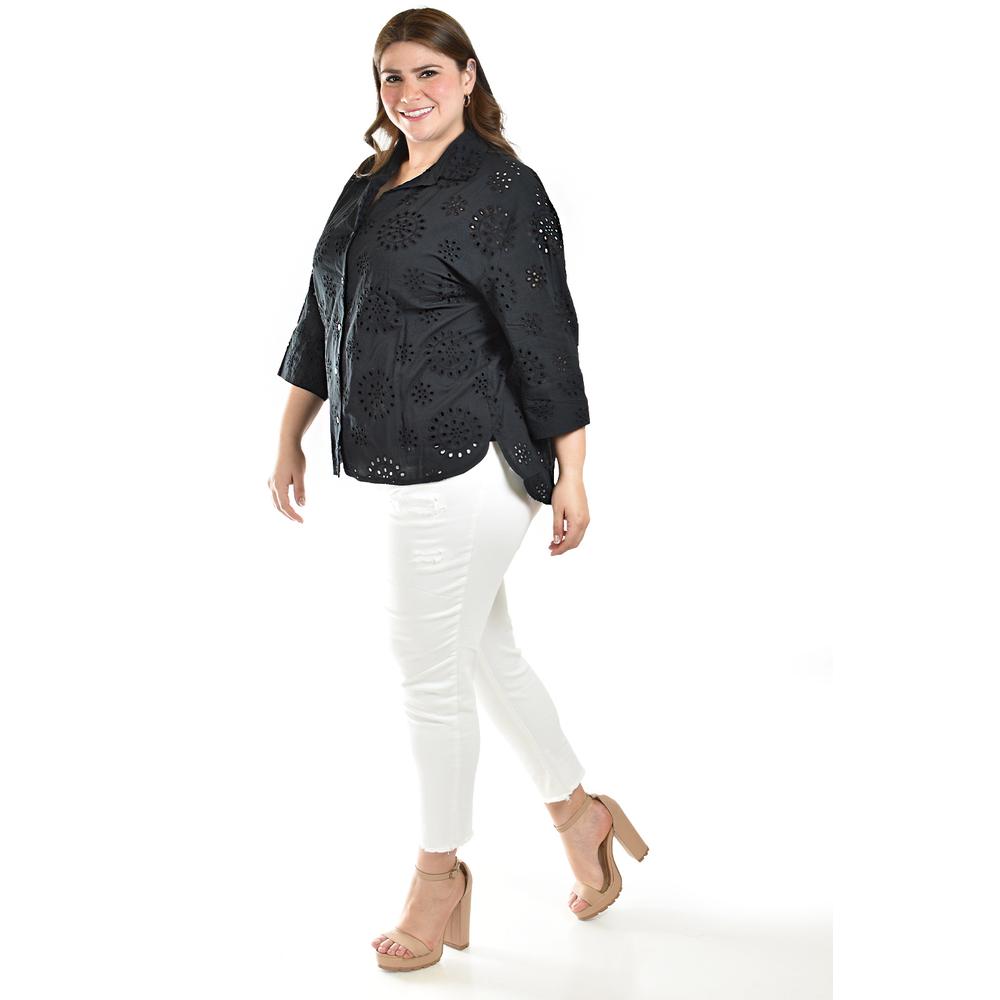 Foto 6 pulgar | Blusa Bordada De Algodon Roman Fashion /tallas Extras, 3952 (negro) Negro