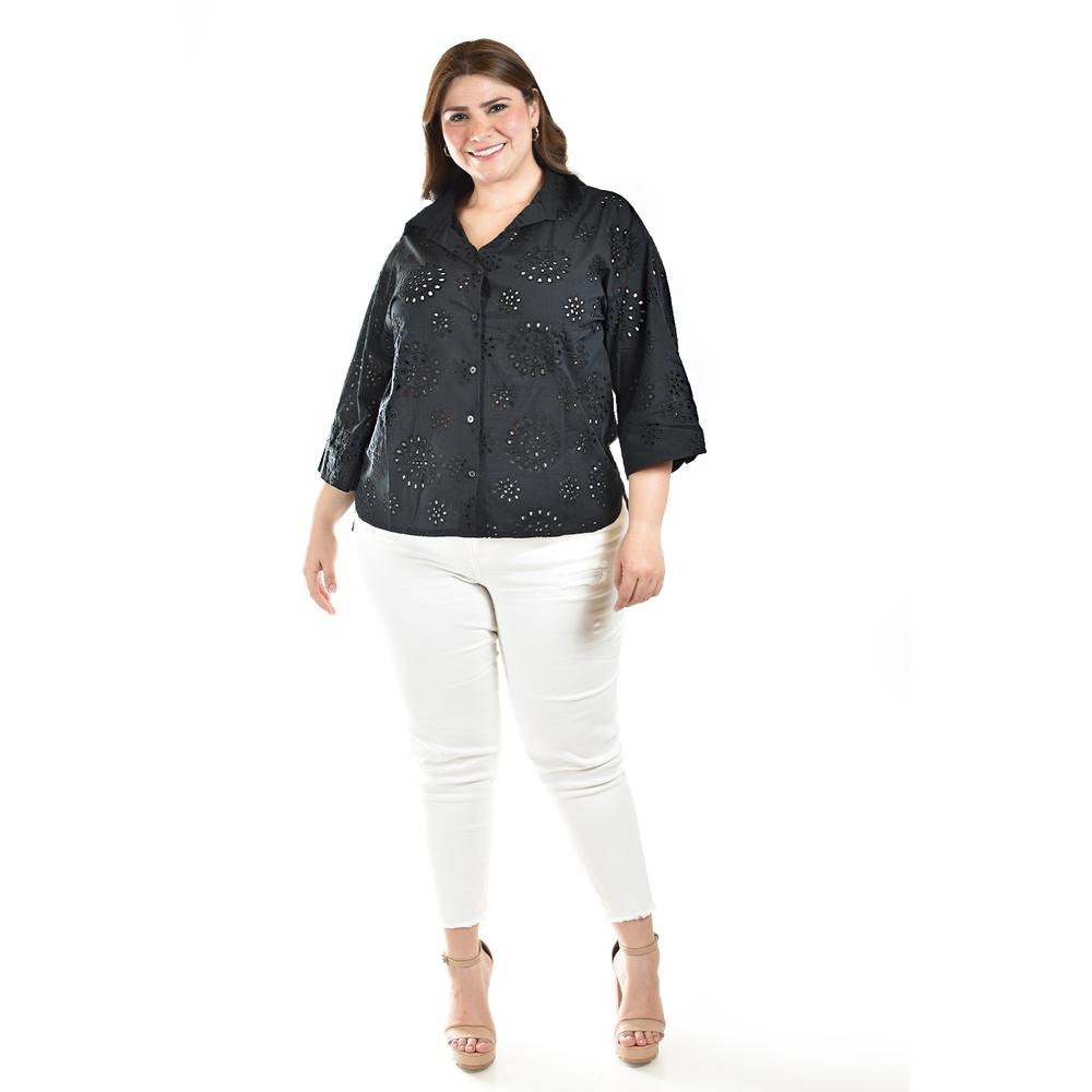 Foto 7 pulgar | Blusa Bordada De Algodon Roman Fashion /tallas Extras, 3952 (negro) Negro