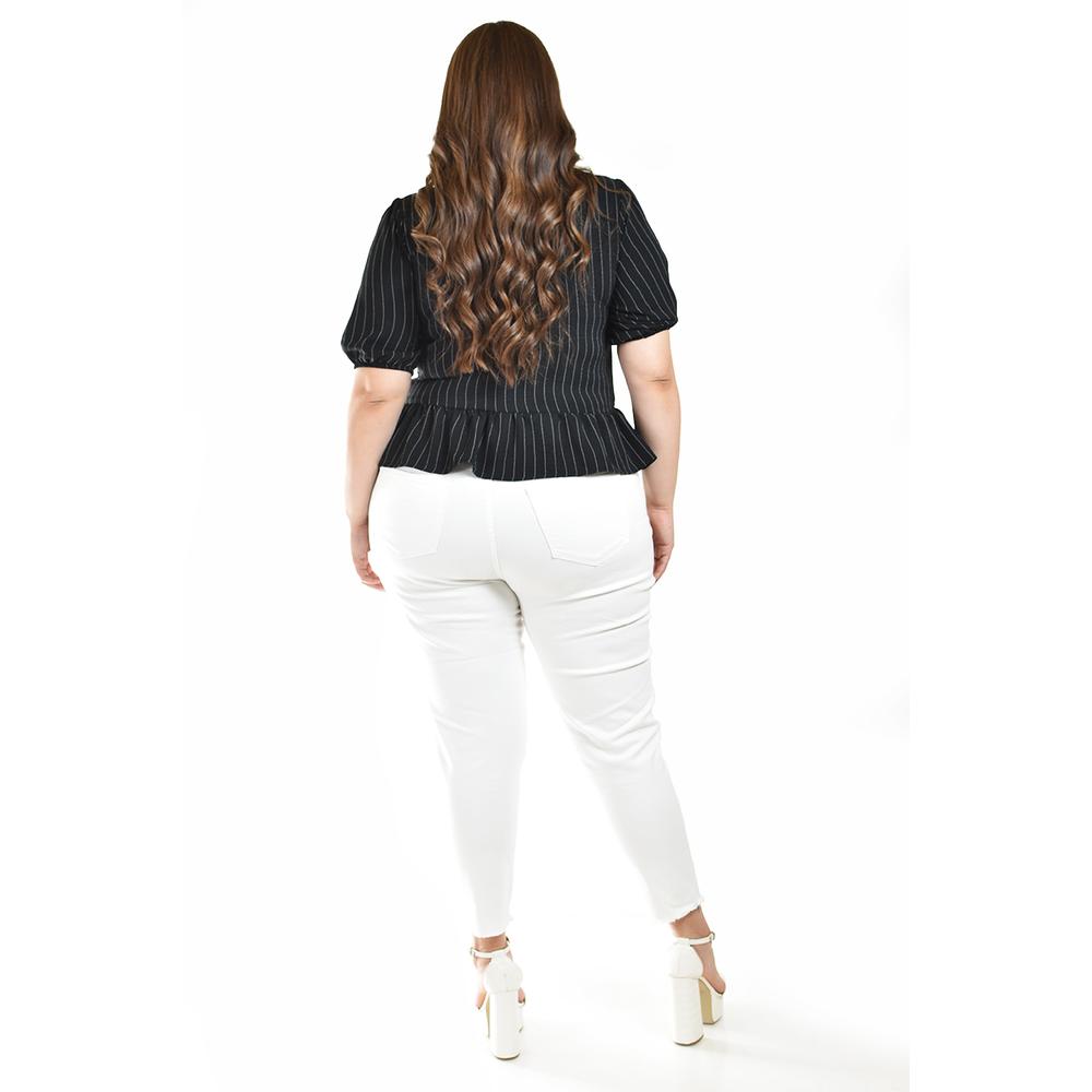 Foto 4 pulgar | Blusa Con Detalle De Lazos Roman Fashion /tallas Extras, 1889 (negro Lineas) Negro