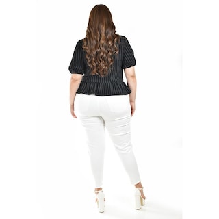 Foto 3 | Blusa Con Detalle De Lazos Roman Fashion /tallas Extras, 1889 (negro Lineas) Negro