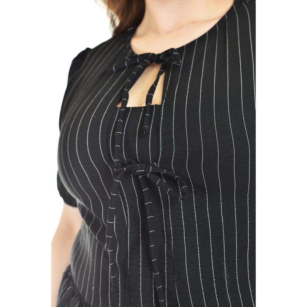 Foto 5 pulgar | Blusa Con Detalle De Lazos Roman Fashion /tallas Extras, 1889 (negro Lineas) Negro
