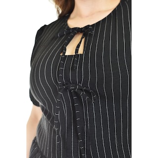 Foto 4 | Blusa Con Detalle De Lazos Roman Fashion /tallas Extras, 1889 (negro Lineas) Negro