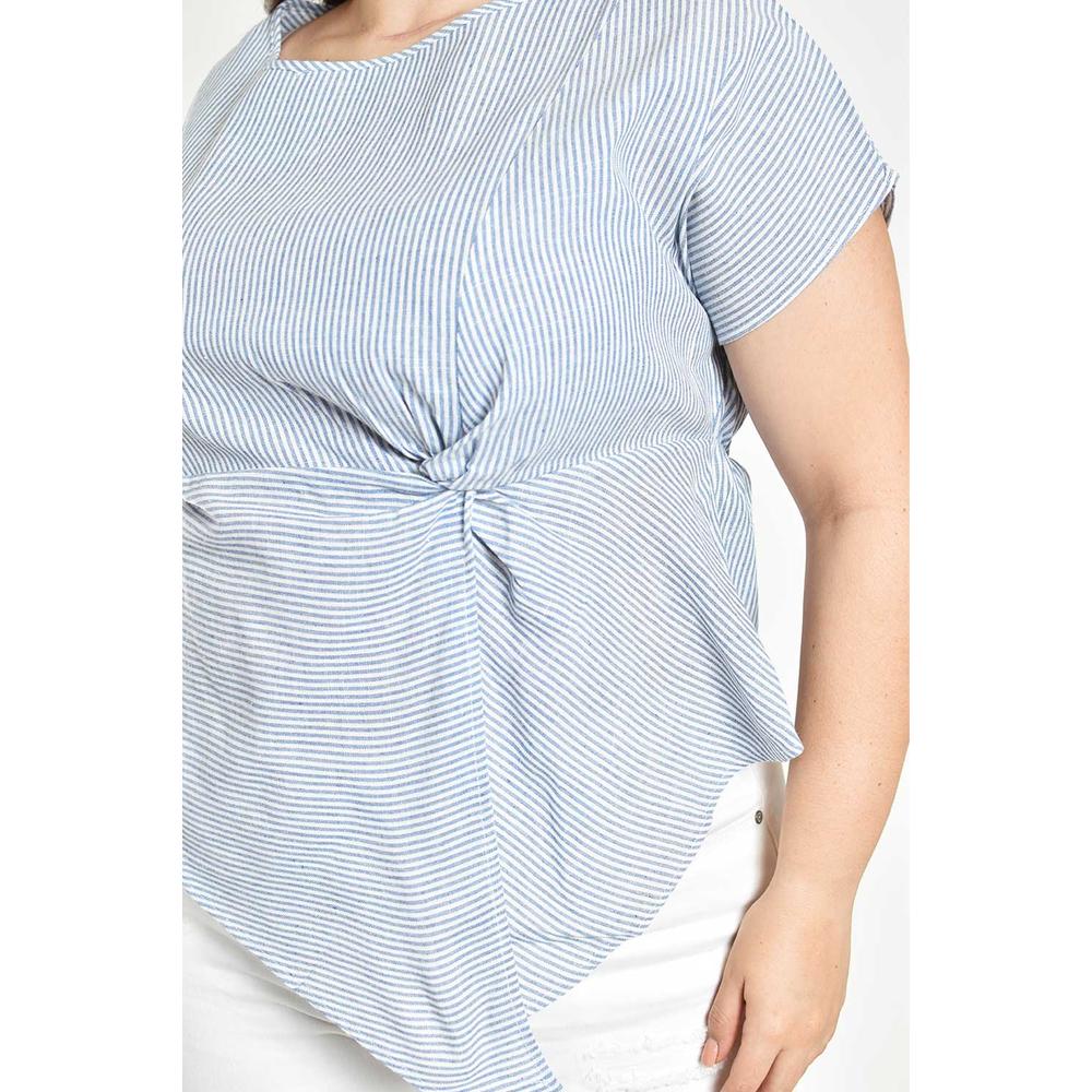 Foto 5 pulgar | Blusa De Corte Asimetrico Roman Fashion /tallas Extras, 5107 (rayas Azul Marino) Azul Marino