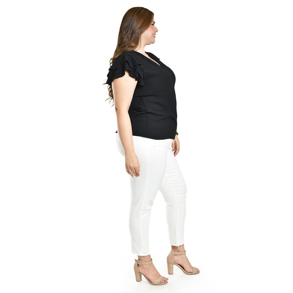 Foto 3 pulgar | Blusa Con Volantes Roman Fashion / Tallas Extras, 1891 (negro) Negro
