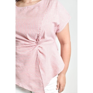 Foto 4 | Blusa De Corte Asimetrico Roman Fashion /tallas Extras, 5107 (rayas Rojo) Rojo