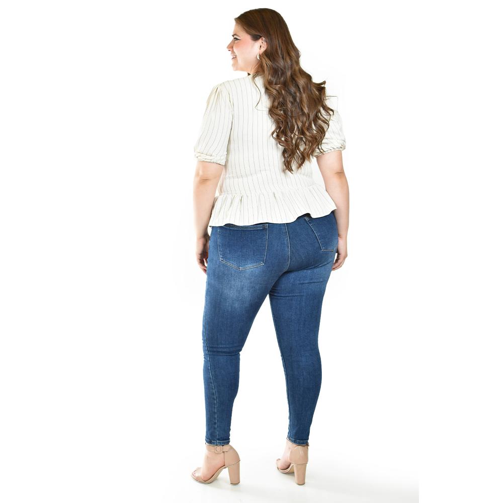Foto 4 pulgar | Blusa Con Detalle De Lazos Roman Fashion /tallas Extras, 1889 (arena Lineas) Beige