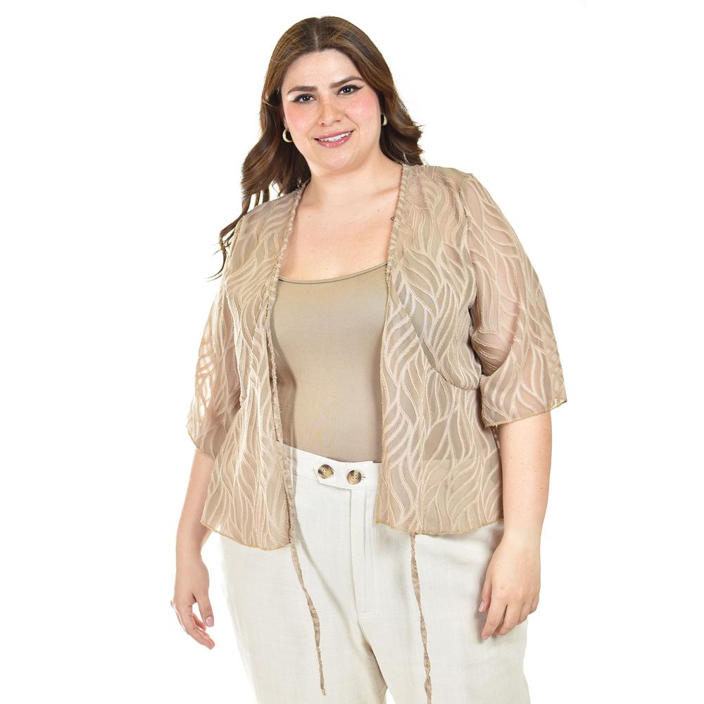 Ensamble Tipo Kimono Con Blusa Básica Roman Fashion / Tallas Extras, 1892 (cafe) Cafe