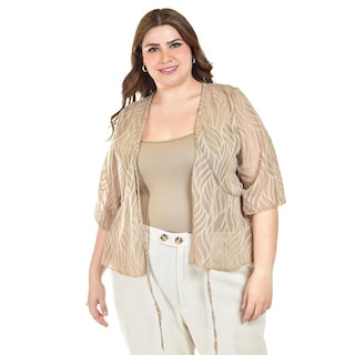 Foto 1 | Ensamble Tipo Kimono Con Blusa Básica Roman Fashion / Tallas Extras, 1892 (cafe) Cafe