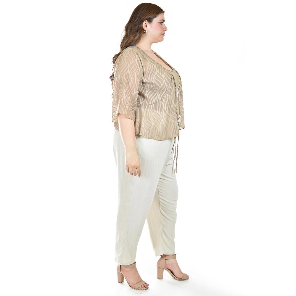 Foto 2 | Ensamble Tipo Kimono Con Blusa Básica Roman Fashion / Tallas Extras, 1892 (cafe) Cafe