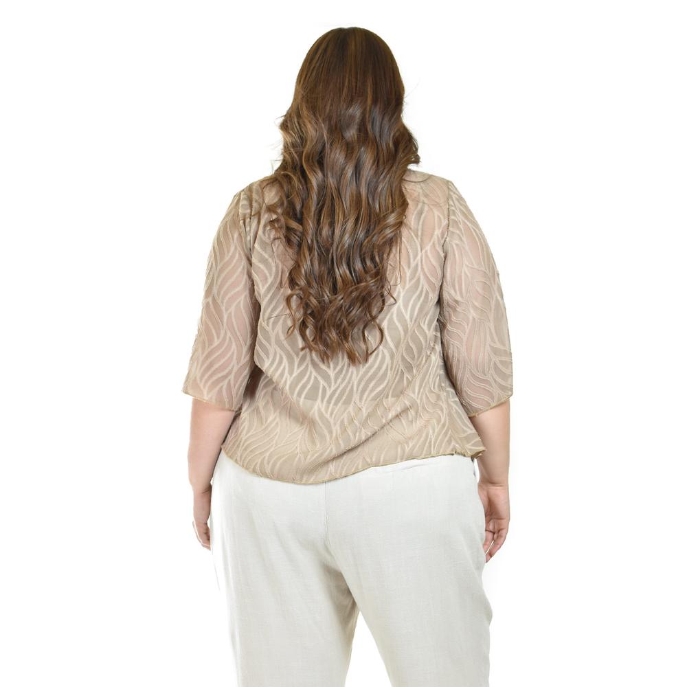 Foto 4 pulgar | Ensamble Tipo Kimono Con Blusa Básica Roman Fashion / Tallas Extras, 1892 (cafe) Cafe