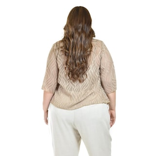 Foto 3 | Ensamble Tipo Kimono Con Blusa Básica Roman Fashion / Tallas Extras, 1892 (cafe) Cafe