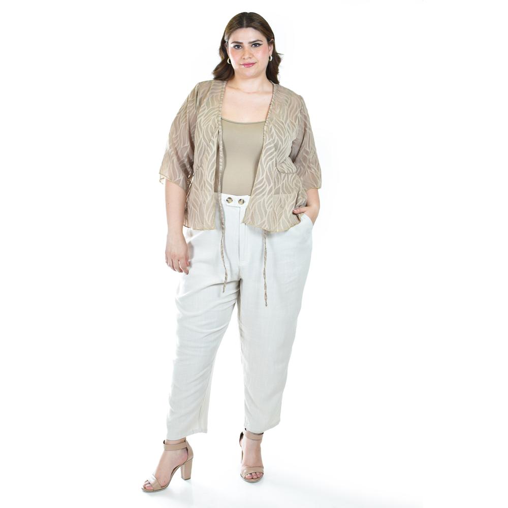 Foto 5 pulgar | Ensamble Tipo Kimono Con Blusa Básica Roman Fashion / Tallas Extras, 1892 (cafe) Cafe