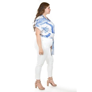 Foto 2 | Blusa Fresca Con Moño Roman Fashion/tallas Extras, 1819 (azul Rey) Azul