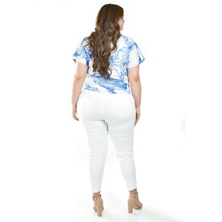 Foto 3 | Blusa Fresca Con Moño Roman Fashion/tallas Extras, 1819 (azul Rey) Azul