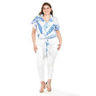 Foto 5 | Blusa Fresca Con Moño Roman Fashion/tallas Extras, 1819 (azul Rey) Azul