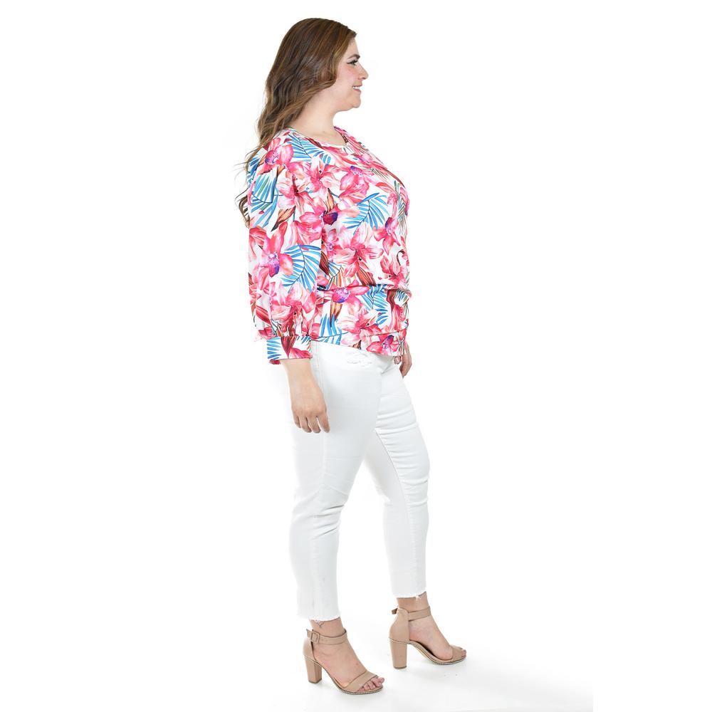 Foto 3 pulgar | Blusa Estampado Floral Roman Fashion /tallas Extras, 1899 (rosa /flores) Rosa