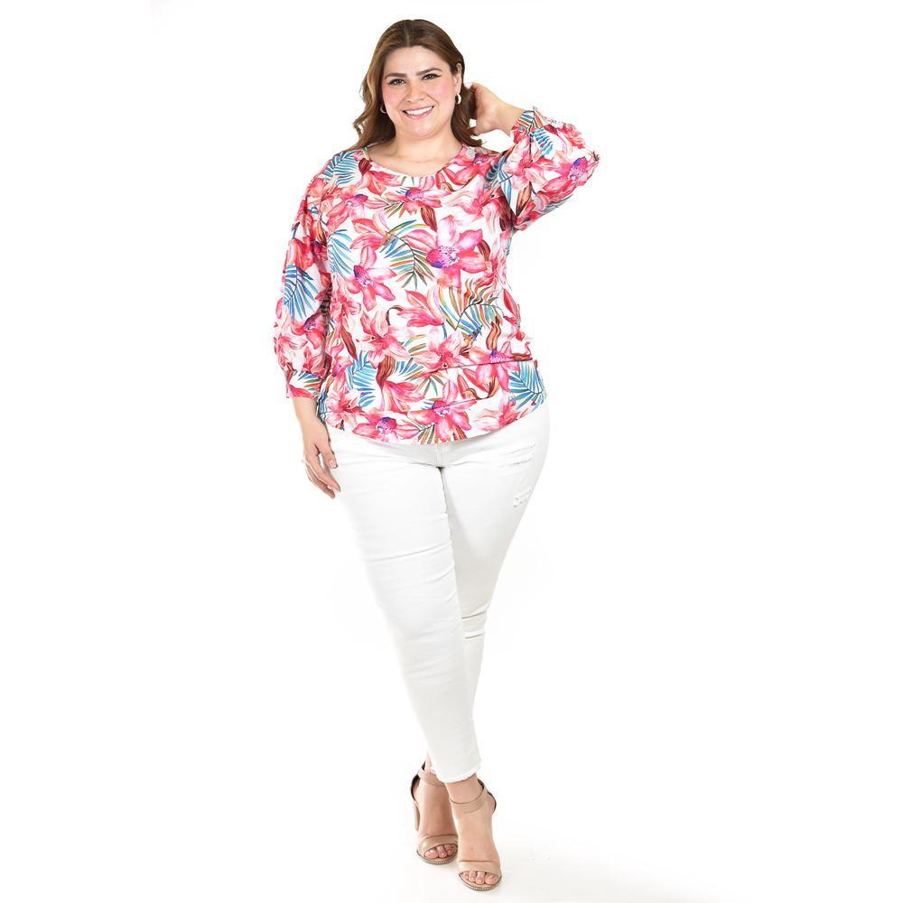 Foto 5 pulgar | Blusa Estampado Floral Roman Fashion /tallas Extras, 1899 (rosa /flores) Rosa