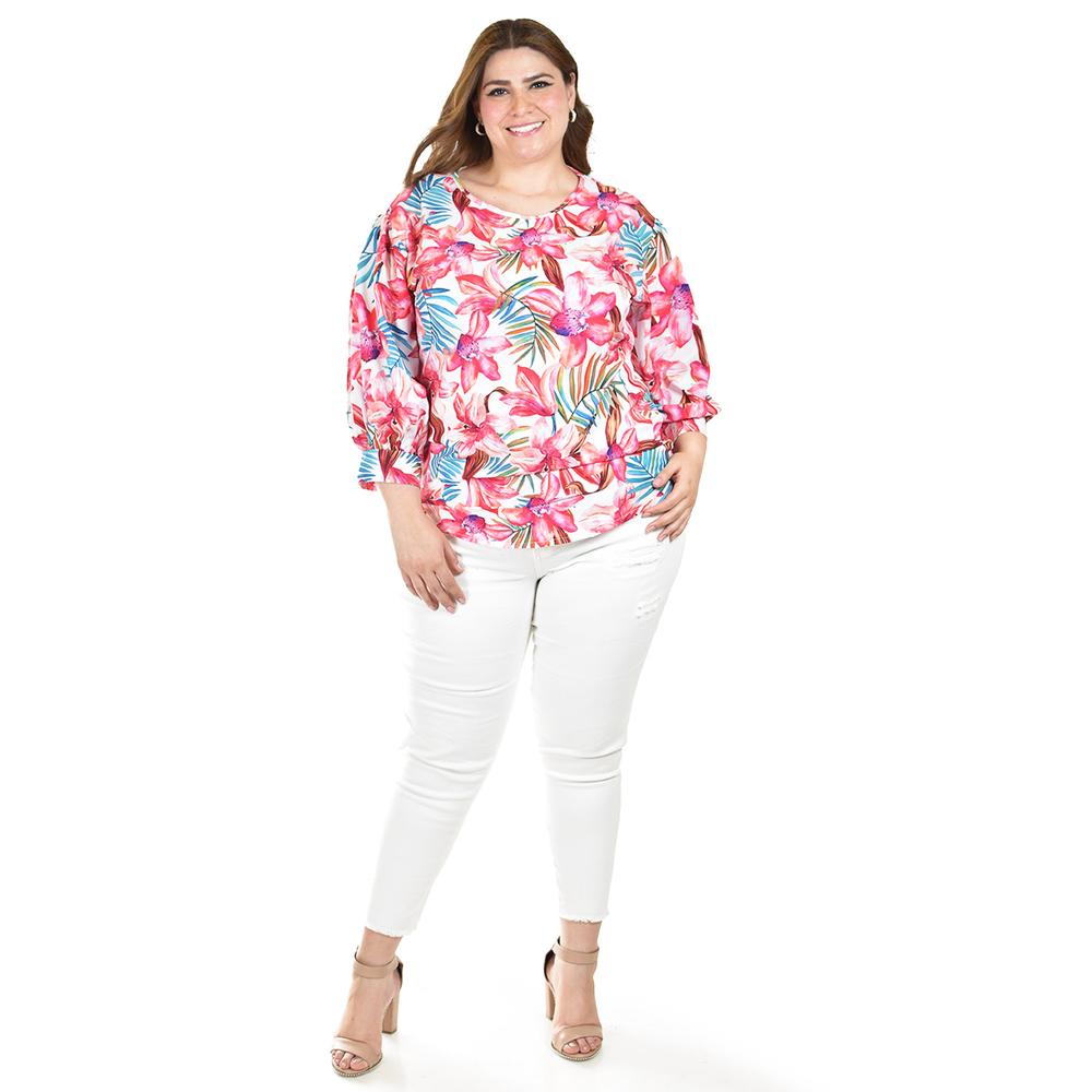 Foto 6 pulgar | Blusa Estampado Floral Roman Fashion /tallas Extras, 1899 (rosa /flores) Rosa